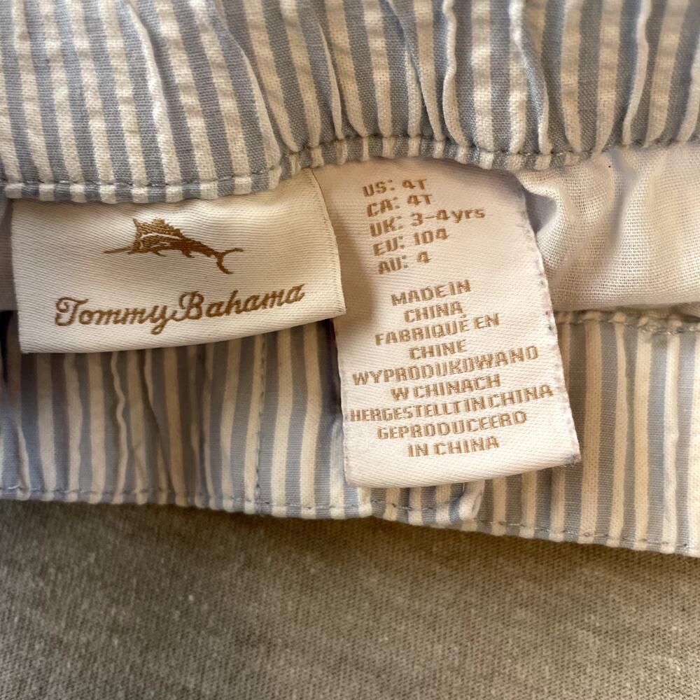 Tommy Bahama Toddler 4T 4 Seersucker Blue & White Striped Shorts - Picture 3 of 3